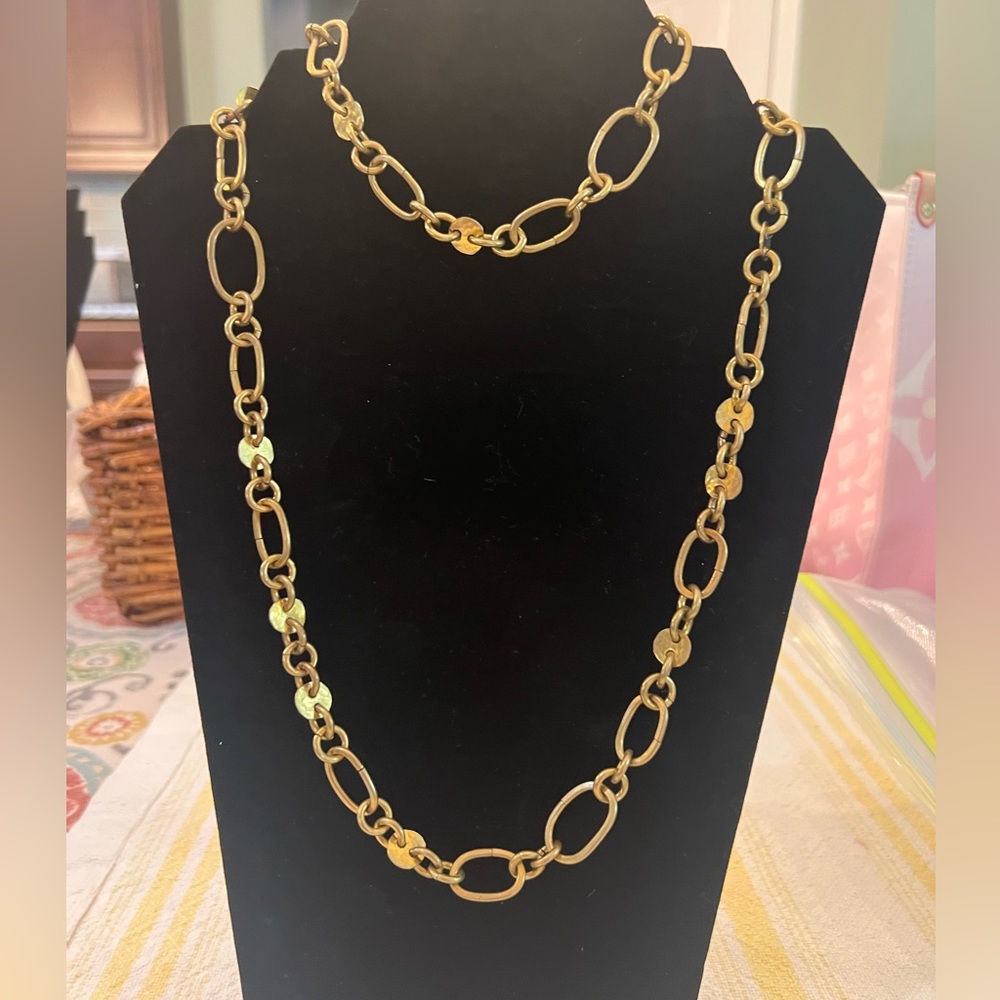 Gold chain necklace. Single strand but can be worn double or triple